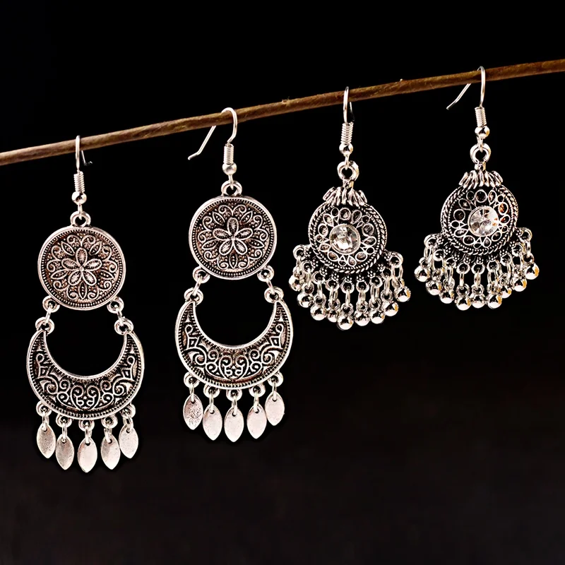 Женские серьги кисточки серебряного цвета в стиле ретро Jhumka Jhumki винтажные