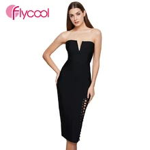 Flycool 2019 Sexy Bandeau Solid Fashion Bandeau Backless Hollow Out Bandage Dress Slit Bodycon Party Fashion Dress Vestidos Flycool 2019 Sexy Bandeau Solid Fashion Bandeau Backless Hollow Out Bandage Dress Slit Bodycon Party Fashion Dress Vestidos