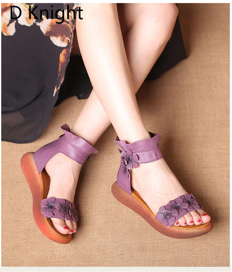 Plus Size Summer Women Sandals Vintage Flower Casual Wedges Heel Platform Shoes Roman Ankle Strap Cow Leather Sandal Women Shoes (11)