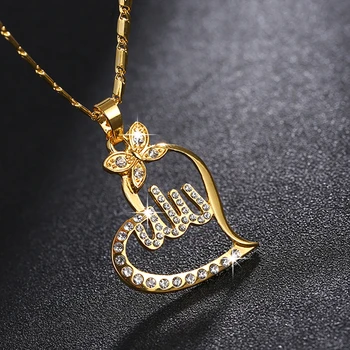 SONYA Arabic Women Gold-color Muslim Islamic God Allah Charm Pendant Necklace Jewelry Ramadan Gift Copper Chain Necklace