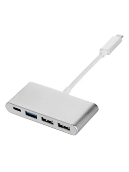 

USB 3.1 Type C to 2 USB 2.0 + 1 USB 3.0 Hub w/ Power Aluminum alloy Converter Function Super Speed Silver Golden