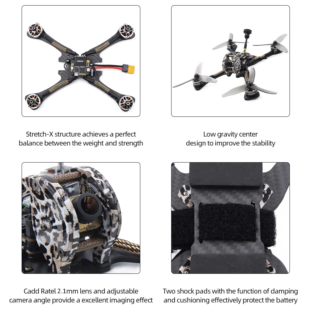 GEPRC GEP-LSX5 Радиоуправляемый гоночный Дрон с видом от первого лица с леопардовым принтом 230 мм 2306 2450kv бесщеточный мотор длинный F4 башня