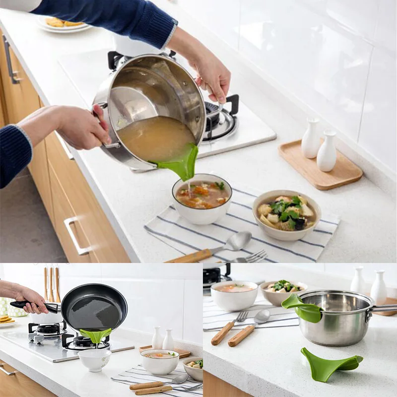 Анти-разлив утечки кухонная вытяжка инструменты для кухни высокого качества круглый полезный Pour суп силиконовый инструмент воронка для