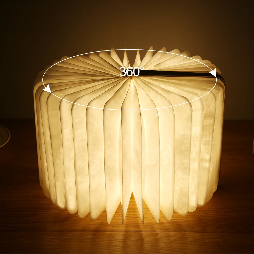 3D Creative Wooden LED Foldable Desk Book Night Light/Lamp