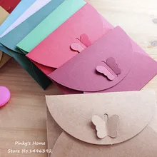 10 unids/lote de sobres de Papel Kraft con hebilla de mariposa de colores, sobres de decoración con hebilla Retro de amor Simple, sobre de papel pequeño