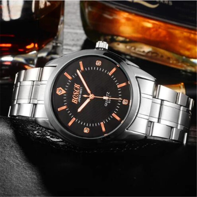 Бренд Bosck Для мужчин s часы лучший бренд Роскошные наручные часы Водонепроницаемый Часы из нержавейки модные Для мужчин смотреть мужской