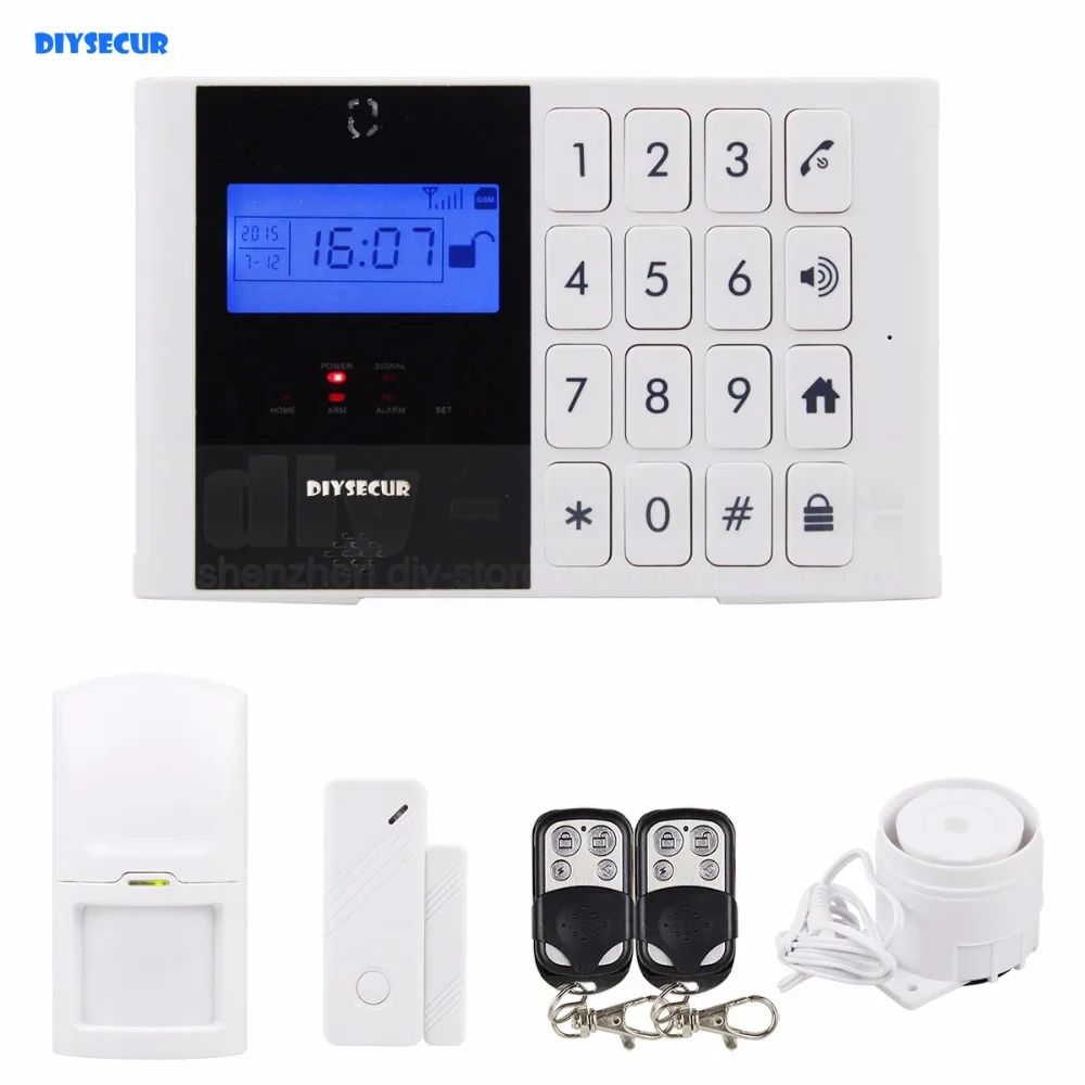 

DIYSECUR Wireless GSM SMS Intercom / Monitor Security Home Alarm System LCD Screen Two-Way SOS Talking Alarm + Password Keypad