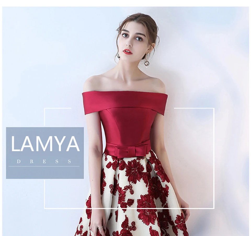 LAMYA винтажный бордовый атласный, высокий, низкий Выпускные платья Банкетный передний задний длинный хвост вечернее платье с вырезом лодочкой вечерние платья