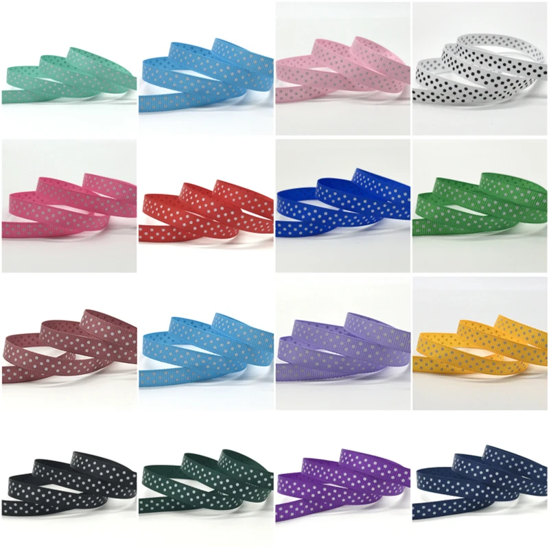 

5Yards 3/8" (10mm) Grosgrain Ribbon Printing Polka Dots Hair Bow Wedding Christmas Decoration Polyester Ribbon DIY Sewing