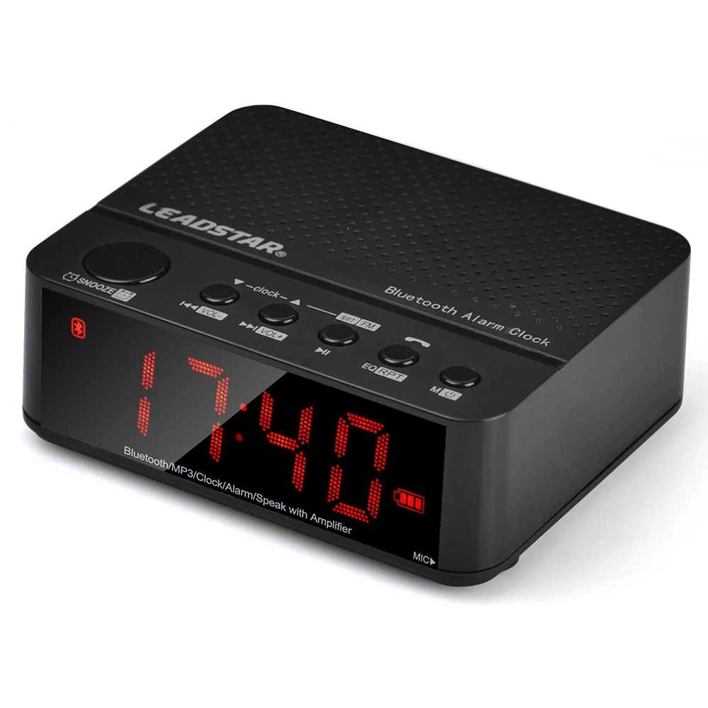 

Wireless Mini FM Radio Clock Alarm Bluetooth V2.1 Speaker with LED Time Display TF Reader Hands Free Amplifier