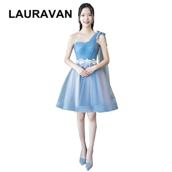 

country girl dusty blue formal one shoulder convertible fall elegant bridesmaid dress 4 size short party dresses teens wedding
