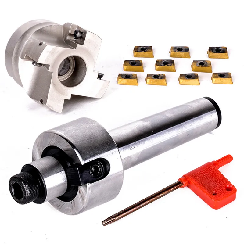 

1pc MT3-FMB22-M12 Morse Taper + 4 Flute 400R 50-22 Face End Mill + 10pcs APMT1604 Inserts with T15 Wrench For Milling Tools