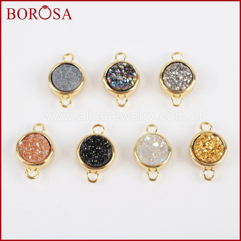 Соединитель BOROSA Drusy для изготовления ювелирных изделий золотой ободок Круглый