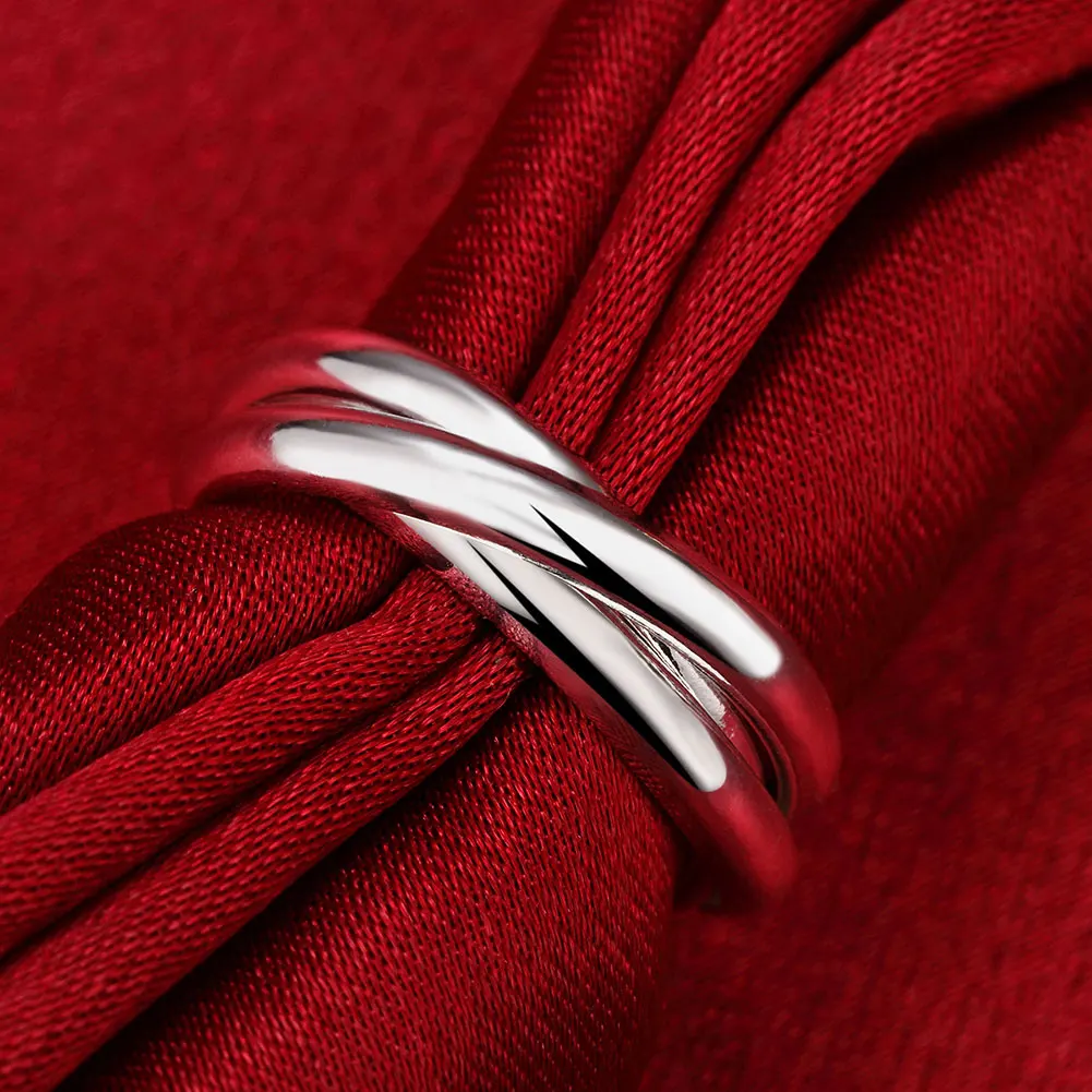 Full Sizes Engagement Rings For Women Silver Plated Fashion Anillos Mujer Jewelry Three Circles Ring Men Top Quality