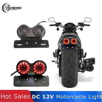 

Vehemo Tail Motorcycle Light Luz LED Moto Light Plastic DC 12V faros Generic License Plate Stop Brake luces para ATV Chopper
