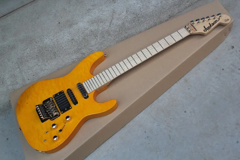 Free Shipping Best Quality Emg Pickup Jackson Sl2h Usa Soloist Flame Yellow Electric Guitar With