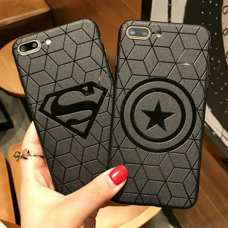 For iPhone Case 6S Plus 7 8 X 10 XS Max XR 3D Relief Case Cover Spider Iron Man Superman Phone Cases For iPhone 6 S 7 8 Plus
