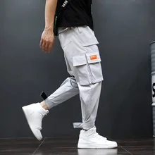 Fashion Streetwear Joggers Pants Men Summer Loose Big Pocket Casual Cargo Pants Japanese Style Slack Bottom Hip Hop Harem Pants