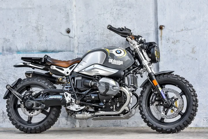 Черное/серебряное крыло для мотоцикла и рама номерного знака DKdesign BMW R NineT RnineT R9T