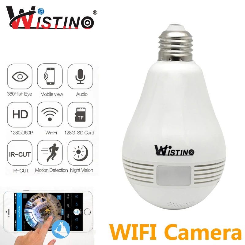 imágenes para 960 P Wireless IP Panorámica VR Cámara Bombilla Wifi CCTV de la Seguridad Casera de Vigilancia de 360 grados de ojo de Pez Wistino Envío gratis imágenes para 960 P Wireless IP Panorámica VR Cámara Bombilla Wifi CCTV de la Seguridad Casera de Vigilancia de 360 grados de ojo de Pez Wistino Envío gratis