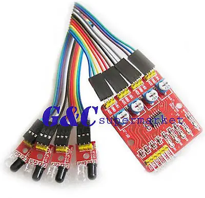 

Four 4 Channel Infrared Detector Tracked Photoelectricity Sensor Smart Car