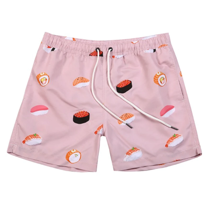 SD700 розовый sushi print Купальники мужчин новые летние пляжные шорты доска swimmng магистральные боксеры Мужчины купальный костюм Sunga трусы