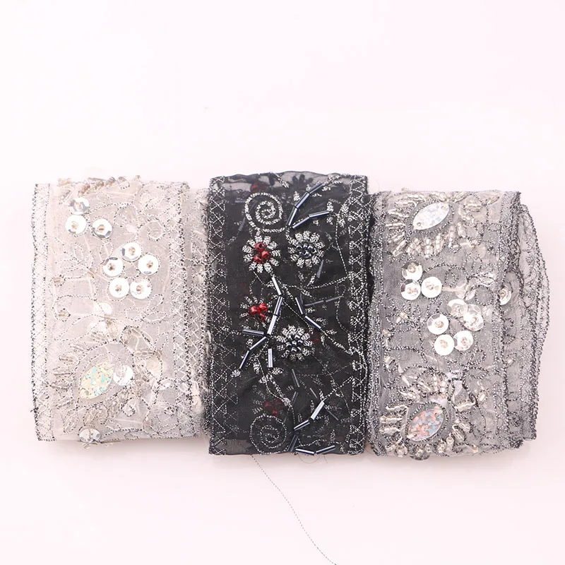

2yards 4.2cm Grey Beaded Chain Fringe Trimming Lace Ribbon Scrapbooking Applique Embellishment Sewing Renda For Wedding Dress