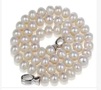 

classic round 9-10mm south sea white pearl necklace 925s KKK