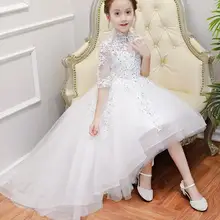 Высококачественное платье ручной работы для девочек на свадьбу с коротким рукавом и аппликацией, детское платье для выпускного вечера платья для первого причастия