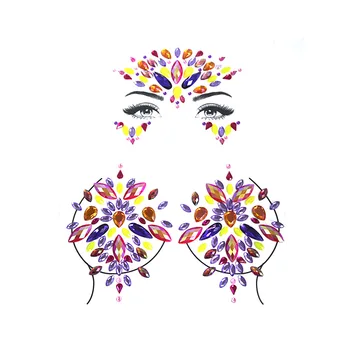

15 Styles Adhesive Sticky Gems Sticker Makeup Face Boob Jewel Crystal Festival Gems Party Makeup Stickers For Body Art