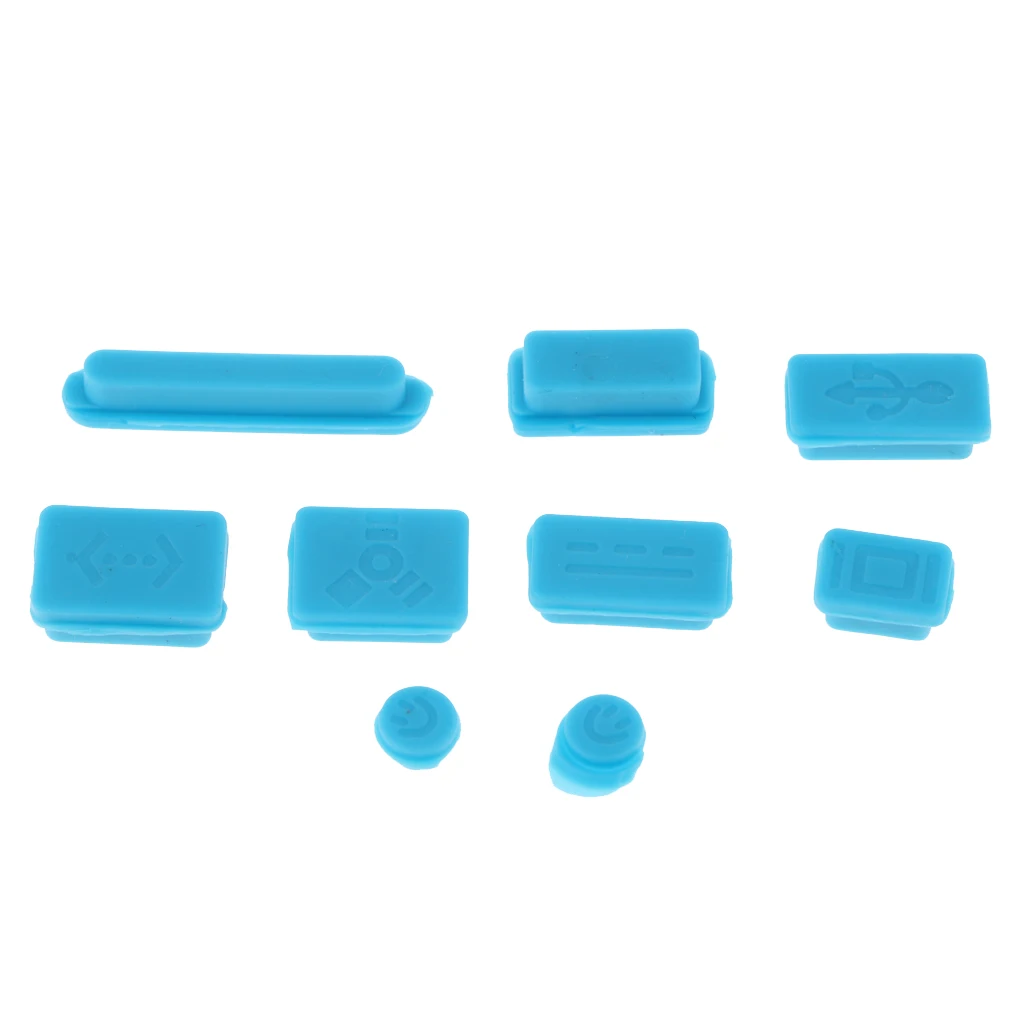 9PCS Protective Ports Cover Silicone Anti-Dust Plug Stopper for Apple Mac 13''/15'' Pro Blue