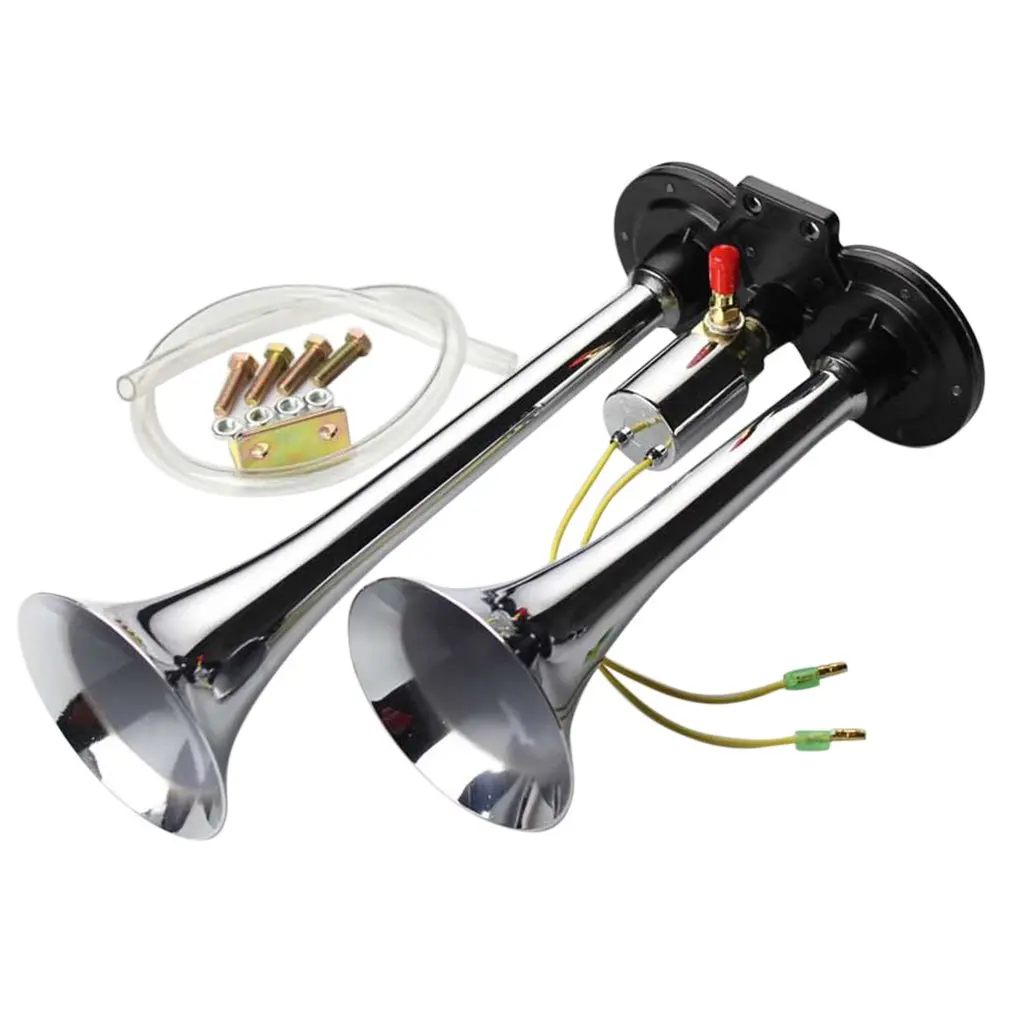 

24V 128DB Electric Air Horn Super Loud Dual Trumpet Air Horn Powerful Metal Vehicle Horn For Car Truck Train Lorry Boat