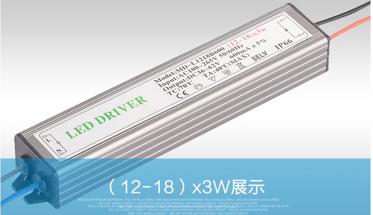 18-25) X 3W IP66 водонепроницаемый Светодиодный источник питания постоянного тока AC100-265 V до DC54V-90 V 600mA светодиодный