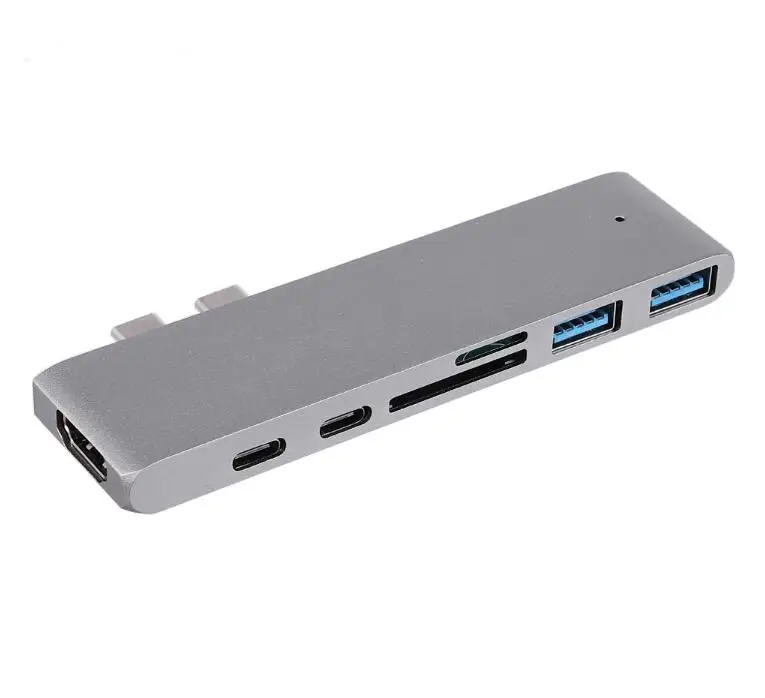 Новый Тип usb C концентратор адаптер 7 в 1 двойной Тип usb C док-станция для MacBook Pro с 4 K HDMI USB C USB3.0 SD/Micro SD Card Reader