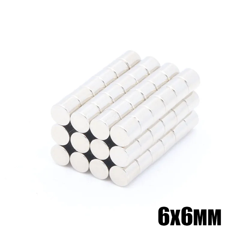 500 шт 6x6 мм супер сильный, мощный 6x6 мм Круглый Магнит Редкоземельные перманентнеы неодимные магниты N35 6*6 мм