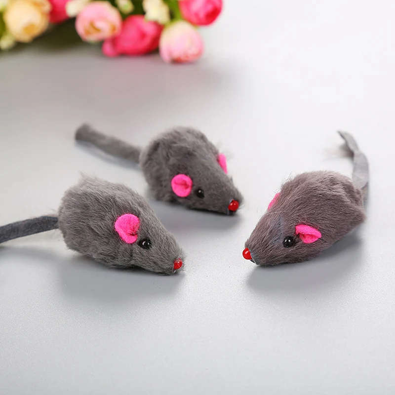 gray Игрушки для домашних животных, кошек, 12 шт. пушистые мыши С Кошачьей Мятой и погремушкой, звуковая игрушка для укуса, игра в мышь для кошек, распродажа TB - Цвет: gray