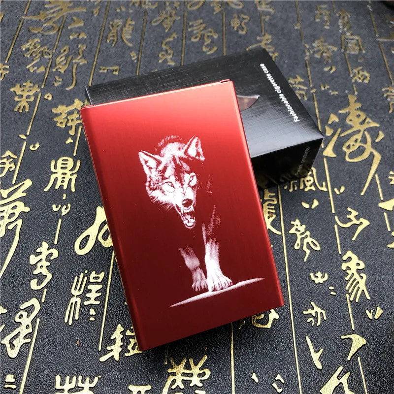 Alalinong N74 Темный Король волк алюминиевый сплав металлический чехол для сигарет аксессуары для курения мужские подарочные гаджеты для мужчин - Цвет: Red