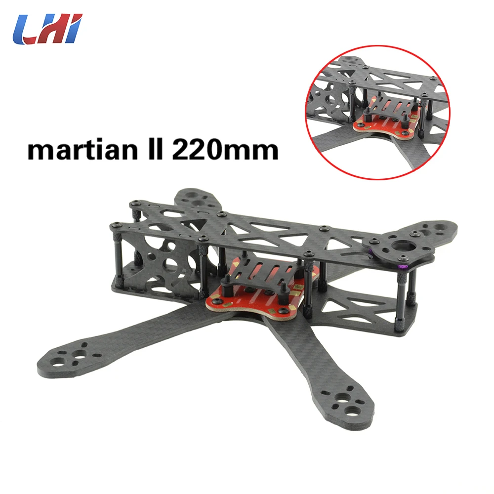 

Martian II 220 220mm 4mm Arm Carbon Fiber frame kit w/ PDB For 2205 2305 Brushless motor 20A 30A ESC For FPV Racing drone frames