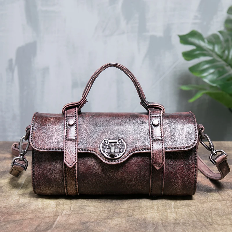 

Office Ladies Hand Bags Handmade Natural Leather 2018 Small Women Satchels FCTOSSR Elegant Style Messenger Bag Lock Handbag