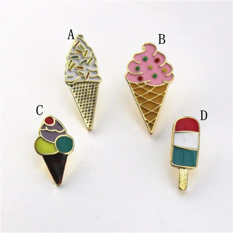 

Multicolor Enamel Ice cream girl brooch badge 2018 new European and American brooch factory direct sales