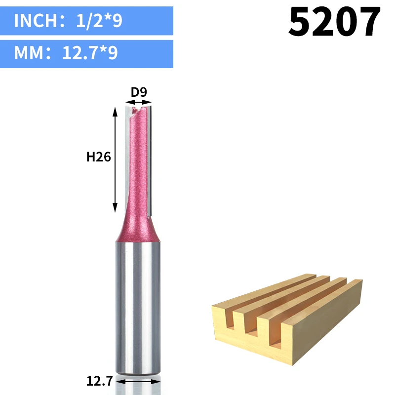 HUHAO 1 шт. 1/" хвостовик прямой бит Деревообрабатывающие инструменты вольфрамовые фрезы для дерева Карбид Концевая фреза фрезы древесины - Длина режущей кромки: 5207