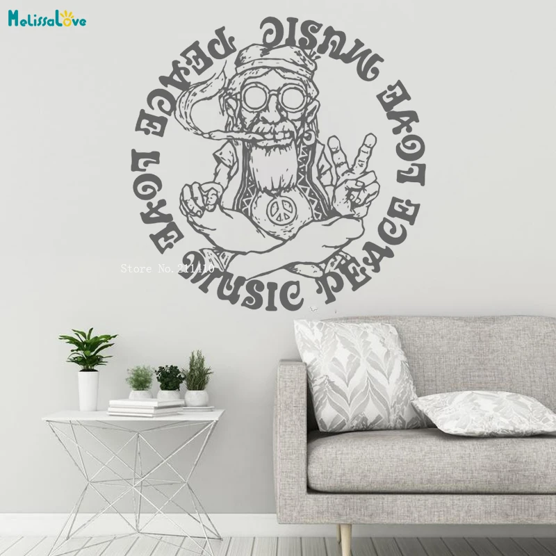 ig2077 Details about   Hippie Peace Love Music for Girls Wall Sticker Vinyl Decal 
