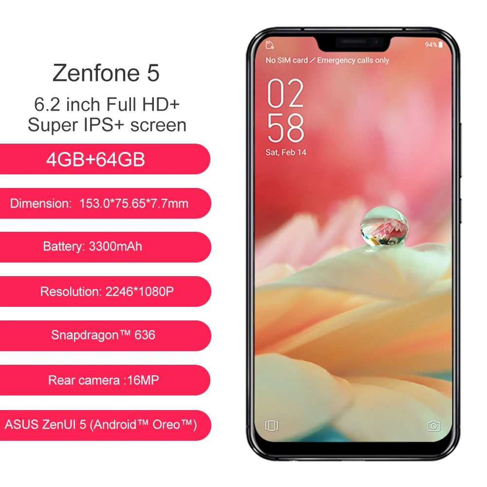 Глобальная версия ASUS Zenfone 5 мобильного телефона ZE620KL 4G 6 AI Камера 2 &quotAndroid 8 0 Qualcomm