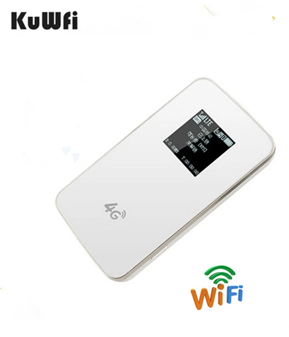 KuWfi разблокирована 4G Беспроводной маршрутизатор карман LTE Wi Fi модем 4100 mAh Мощность