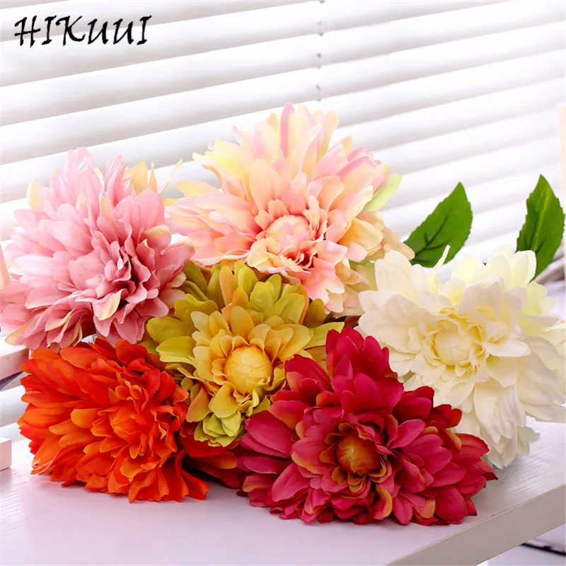 

HIKUUI Vivid Colorful Dahlia Artificial Flowers Wedding Decoration Bridal Bouquets Home Party Garden Decor Gift