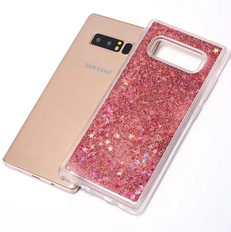 Динамический жидкие блестки, песок мягкий чехол из ТПУ с принтом "для samsung Galaxy note8 чехол с жидким песком Чехол для мобильного телефона 10 шт./лот
