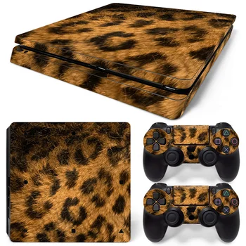 

for tiger Leopard sticker for PS4 slim console and two controller skin covers #TN-P4Slim-0573