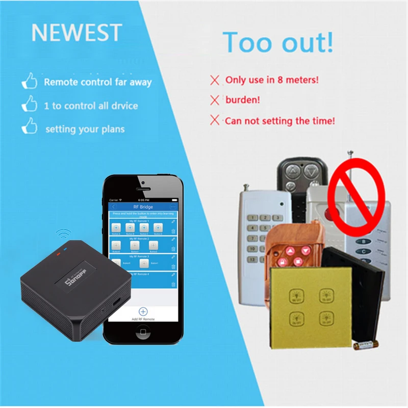 Sonoff RF Bridge 433 + Датчик пир2 датчик двери и окна DW1 сигнализации автоматизация умного