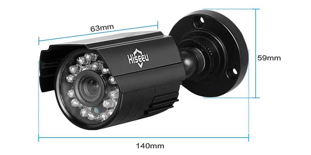 Hiseeu HD 4CH 1080N 5в1 AHD DVR комплект CCTV система 2 шт 720 P/1080 P AHD-двухсторонняя Водонепроницаемая камера 2MP P2P комплект видеонаблюдения