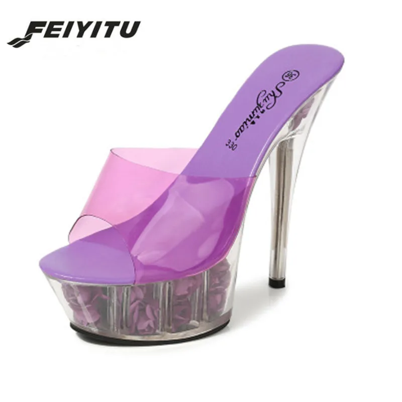 Женские свадебные туфли FeiYiTu сексуальные на очень высоком каблуке 15 см сандалии
